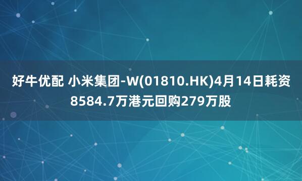 好牛优配 小米集团-W(01810.HK)4月14日耗资8584.7万港元回购279万股